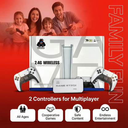 RETRO GAME STICK PRO 60,000 + CLASSIC GAMES + 2 FREE WIRELESS CONTROLLERS | PLUG INTO ANY TV & PLAY INSTANTLY