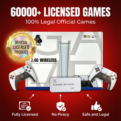 RETRO GAME STICK PRO 60,000 + CLASSIC GAMES + 2 FREE WIRELESS CONTROLLERS | PLUG INTO ANY TV & PLAY INSTANTLY